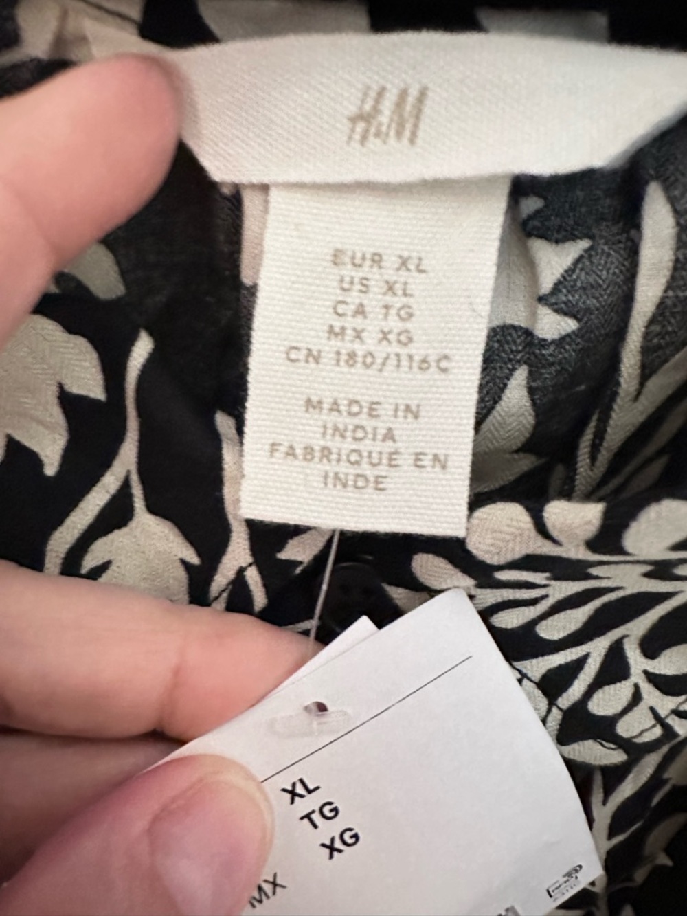 NWT H&M XL cotton black-white floral button long sleeve midi A-Line ruffle dress - Picture 7 of 16